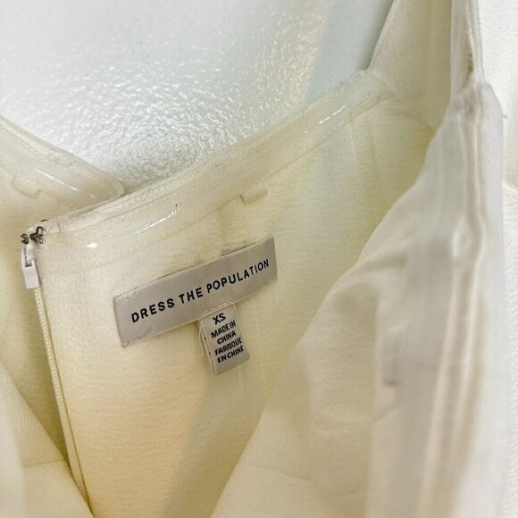 DRESS THE POPULATION Logan Off the Shoulder Evening Dress in Off White X-Small - Picture 7 of 15